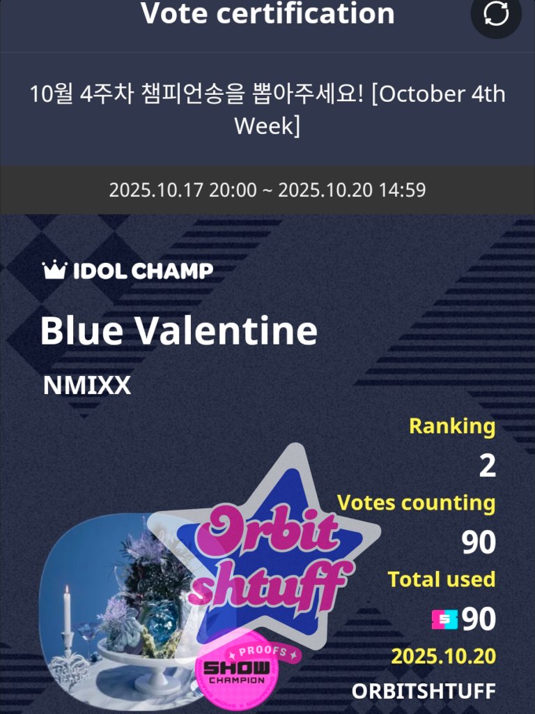 orbitshtuff's tweet image. GIVEAWAY END‼️
Congratulation NMIXX for winning🥇place on poll and most proof🎉

90🎟 Time tickets rewarded to #NMIXX
Thank u for join the GA☺

Here&apos;s the proof : 
#OS_proof