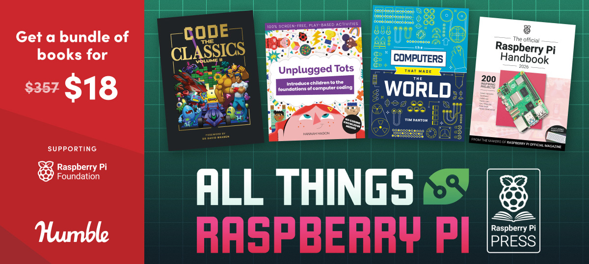 Raspberry_Pi's tweet image. This can&apos;t be real.  

You can name your own price for this Humble Bundle of Raspberry Pi Press books?.......

raspberrypi.com/news/name-your…