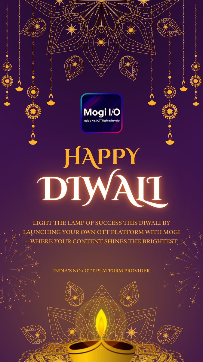 MogiOTTSolution's tweet image. This Diwali, light up screens and hearts ✨
Let your stories shine brighter than fireworks! 🎆
Wishing you a Happy Diwali from Team Mogi I/O — where every creator’s light finds its stage. 💜

#HappyDiwali #FestivalOfLights #OTT #StreamingSuccess #DigitalIndia