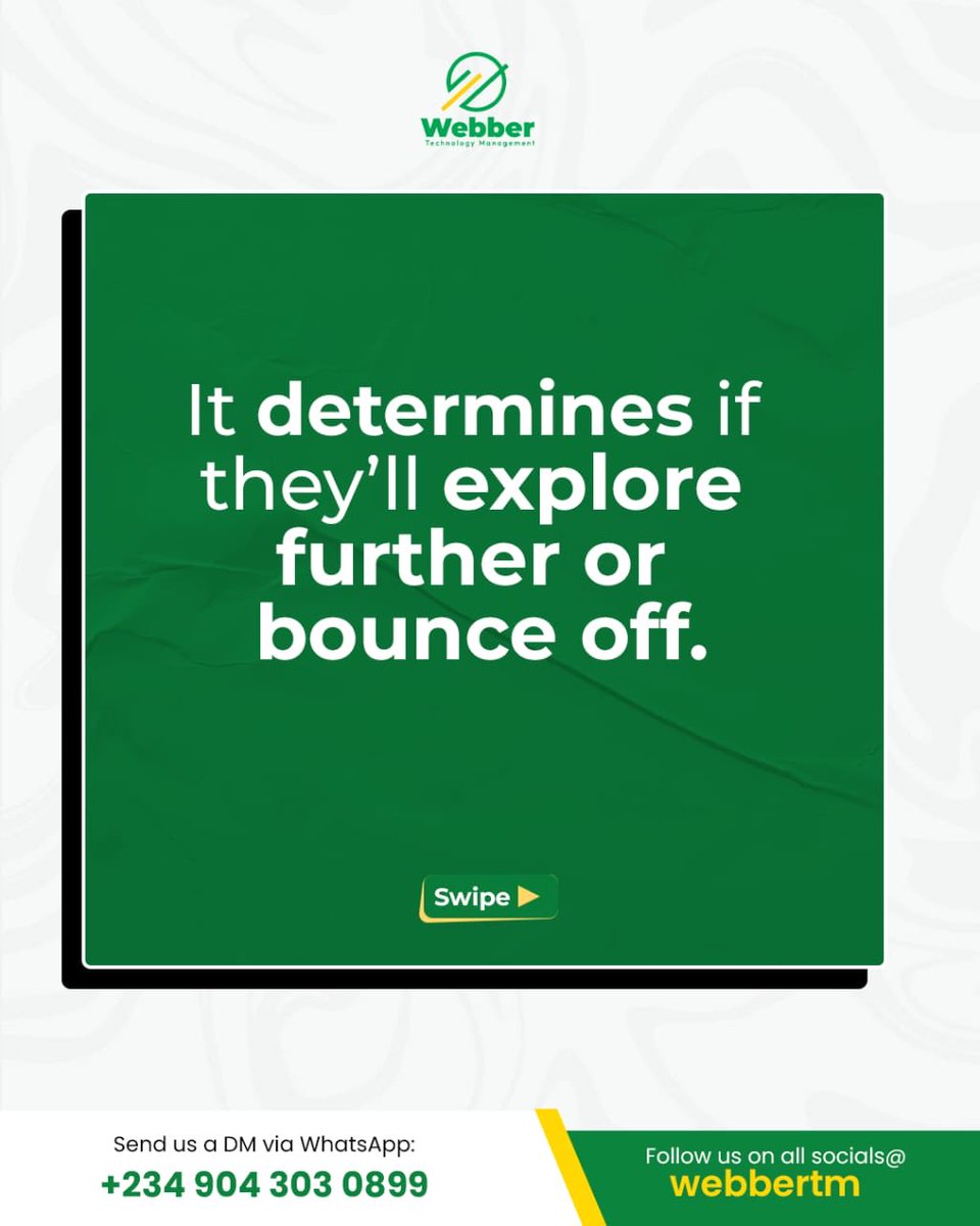 theWebberTM's tweet image. Your homepage isnโt just a landing page โ itโs your first impression.
In under 5 seconds, a visitor will decide:
โขDo I trust this brand?
โขIs this business professional?
โขIs it worth my time?
At Webber TM, we design websites that build trust and communicate value.