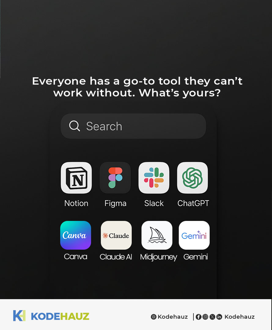 kodehauz's tweet image. 💡 What’s Your Favorite Tech Tool Right Now?
We all have that go-to. The one you instinctively open before your day even starts. The one that feels like your digital sidekick.
Drop your favorite in the comments
#KodeHauz #TechTools #Innovation #WorkSmart #DigitalWorkspace