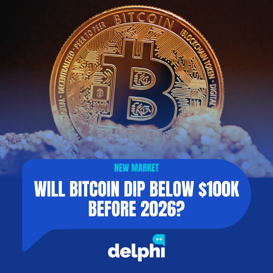 delphitrade's tweet image. Another market is live on Delphi ⚡
Will BTC drop below $100K before 2026? 👀
No more guessing from the sidelines.
It's time to make your call and see how it plays out! 👇
🔗 Bet Now: delphi.trade/events/81/
#Delphi #PredictionMarket #Cronos