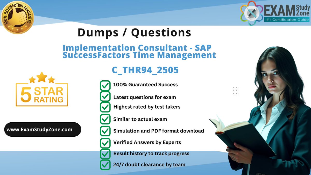 examstudyzone's tweet image. Our SAP Implementation Consultant - SAP SuccessFactors Time Management dumps are all you need-real Q&As, updated weekly, and exam-tested.
Dumps Link: examstudyzone.com/course/sap-suc…
#SAPCertification #SAPExperts #VerifiedDumps #SAPCareerPath #C_THR94_2505