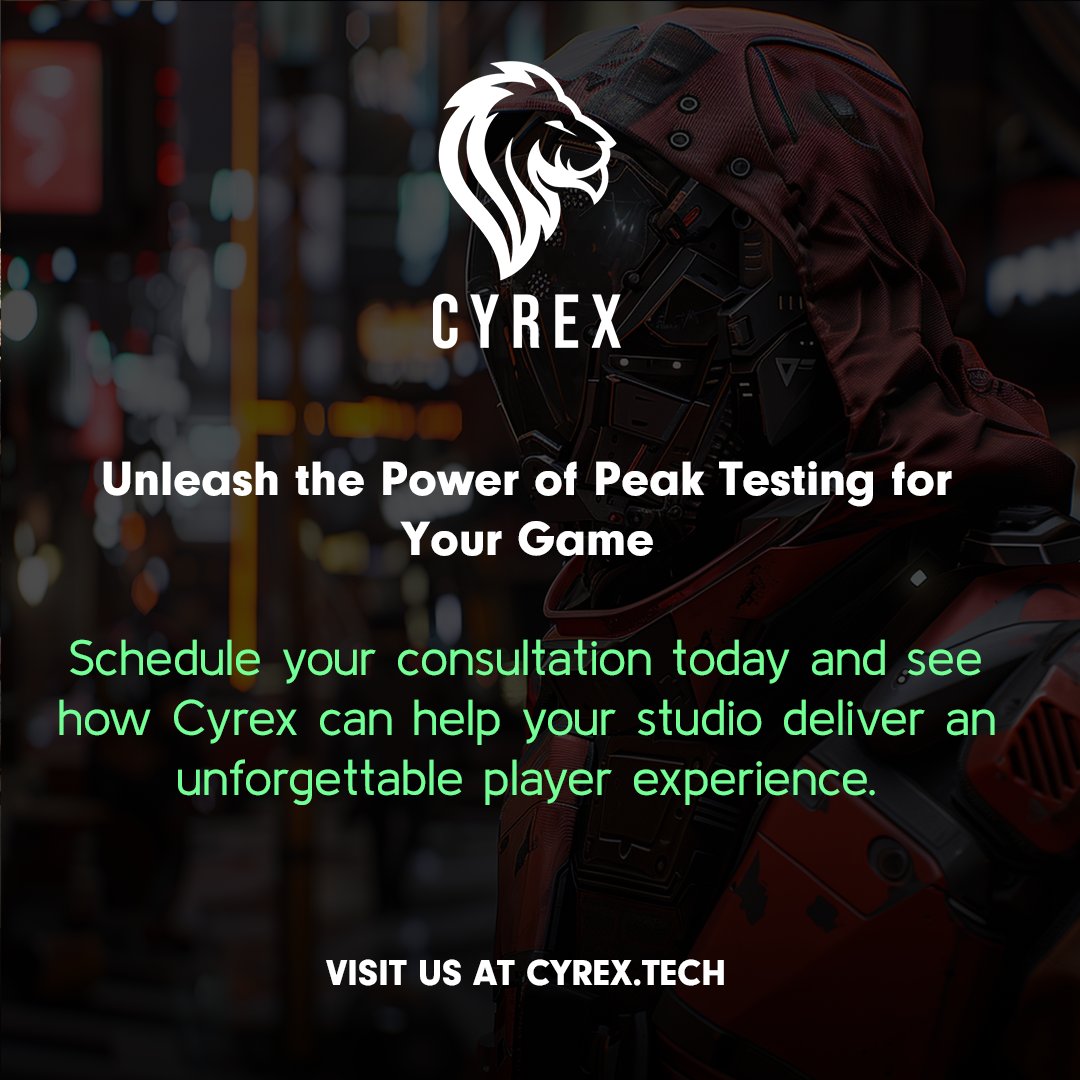 cyrextech's tweet photo. Launch day jitters? Cyrex Peak Testing simulates massive user loads to ensure smooth online gameplay. No server crashes, happy gamers! #PeakTesting #GameDev link: https://t.co/BbyYEpkKuQ https://t.co/oZo8FfU39j