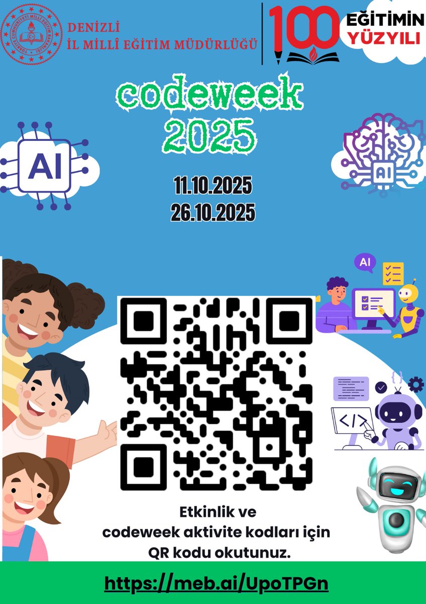 denizlimem's tweet image. Denizli İl Milli Eğitim Müdürlüğü olarak Codeweek 2025’te “Yeşil Vatan " teması ile doğayı koruyan dijital çözümler üreten öğrencilerimizle sürdürülebilir bir geleceği birlikte tasarlıyoruz.
@mebyegitek
@emre_caliskan
@Yusuf__Tekin
@tcmeb
#YeşilVatan #CodeWeek…