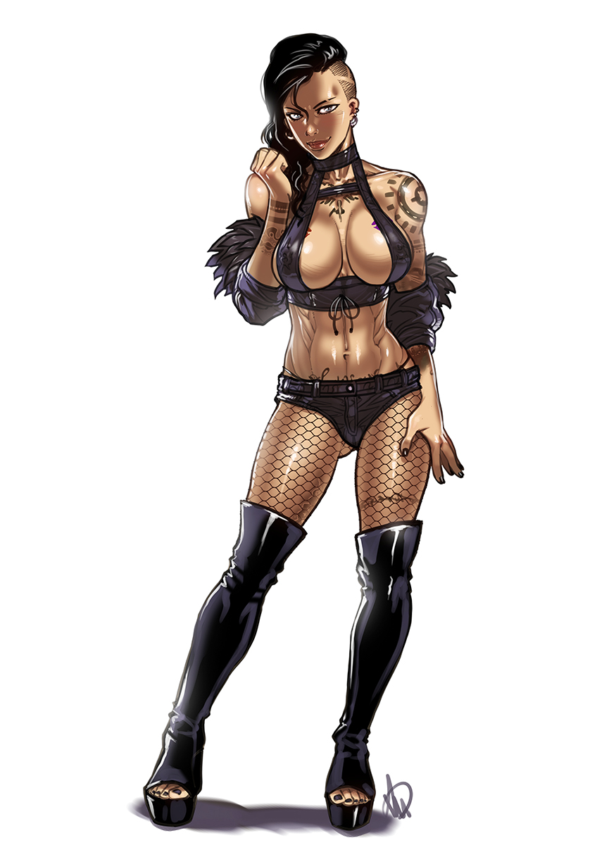 Comment "augmented" to get one of the naked versions in DM

Cyber Streetwalker OC 
SFW &amp; NSFW Commission

This is a cyberpunk themed OC, a streetwalker. Join my patreon for all the NSFW versions, also with extra "meat".

#cyberpunk #Cyberpunk2077 #streetwalker #nsfw #commission