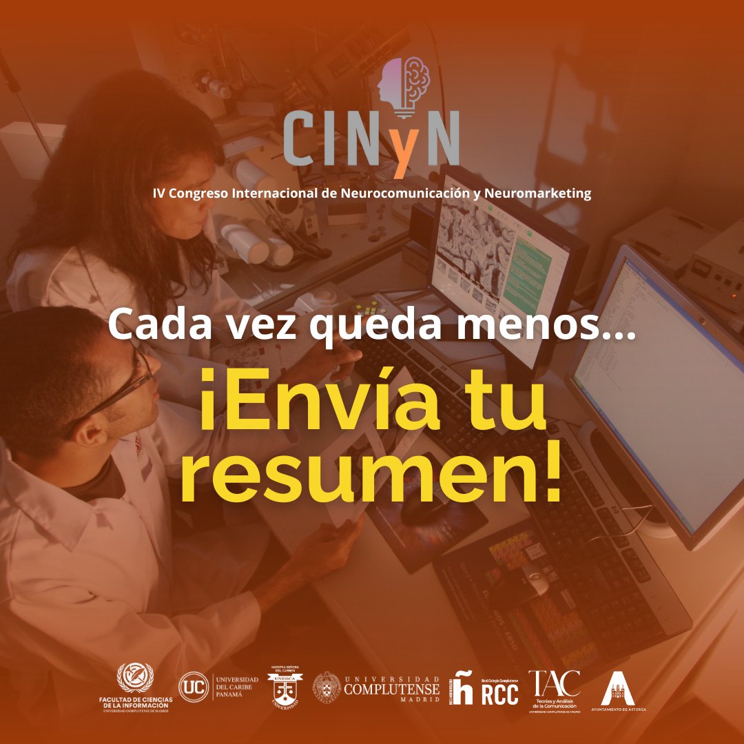 ¡Envía tu resumen! 🧠✨

¿Trabajas o investigas en temas de #Neurocomunicación o #Neuromarketing? Entonces, el Congreso Internacional de Neurocomunicación y Neuromarketing (CINyN) es tu evento.

 #TAC  #publicidad #comunicacion #consumidor #emociones #conferencia #marketing