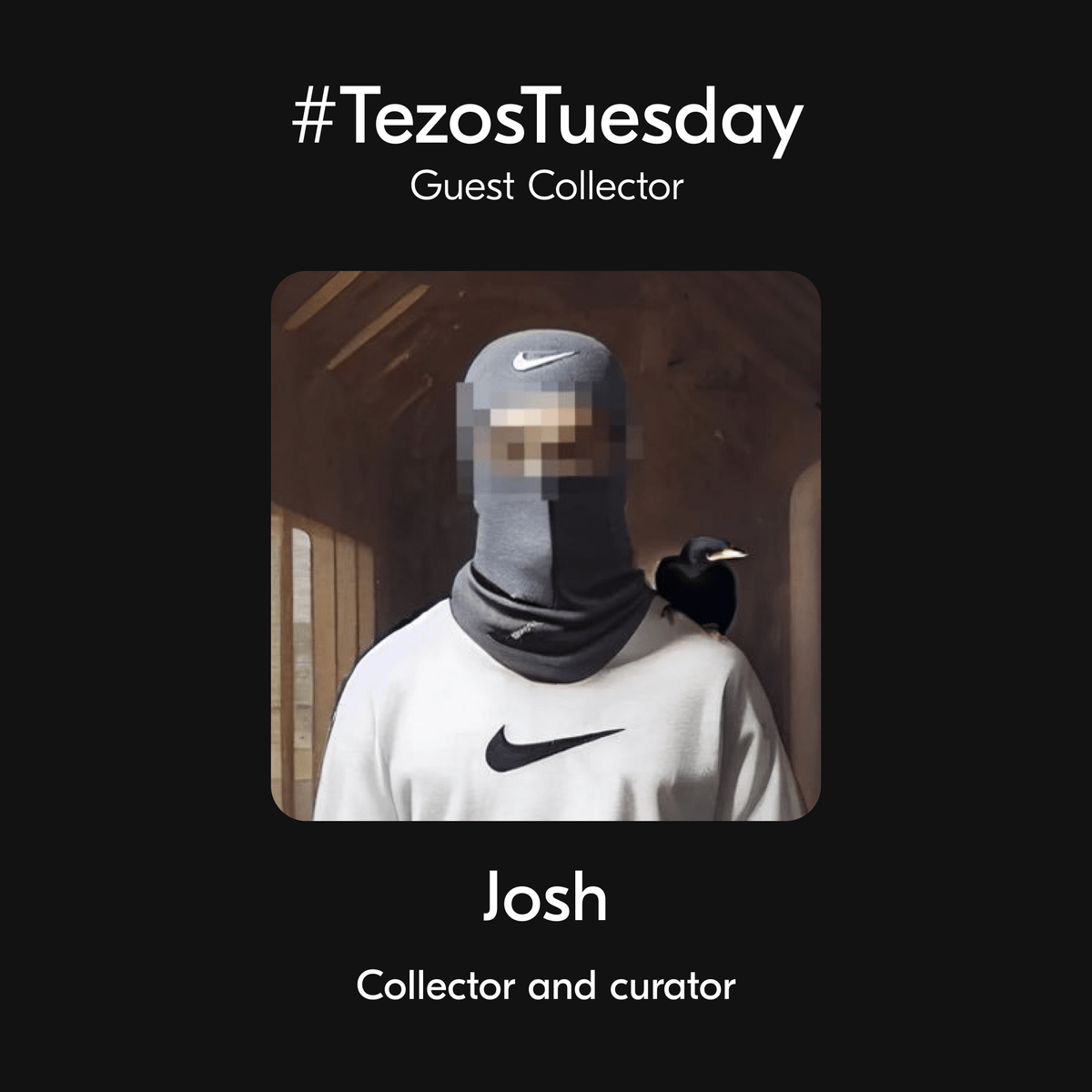 Happy #TezosTuesday!

This week, <a href="/James_Glohe/">Josh</a> will collect 500 tez worth of art from the replies and through his own exploring 🔍 Share your work👇

Over the past few years, Josh has built a careful collection focused on the artists he loves