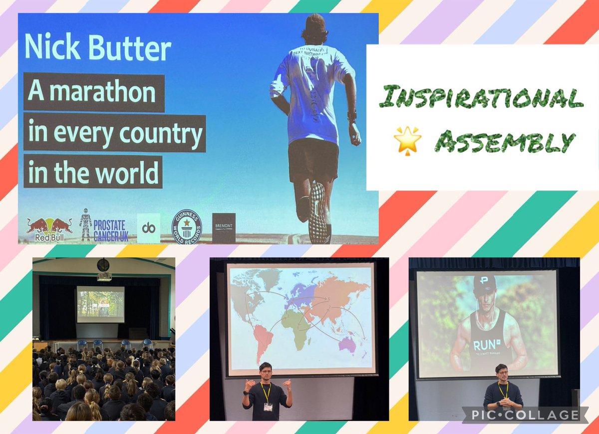 SpringfieldSPS's tweet image. The most incredible and inspiring assembly from @nickbutterrun 
3 marathons a week for 95 weeks! 
Every country in the world! 
9 passports and 23 pairs of trainers! 
#nolimits #belief #inspire #future 
#GuinessWorldRecord 
#Motivatedtoachieve 🟢
#Wechallengeourselves 🟡