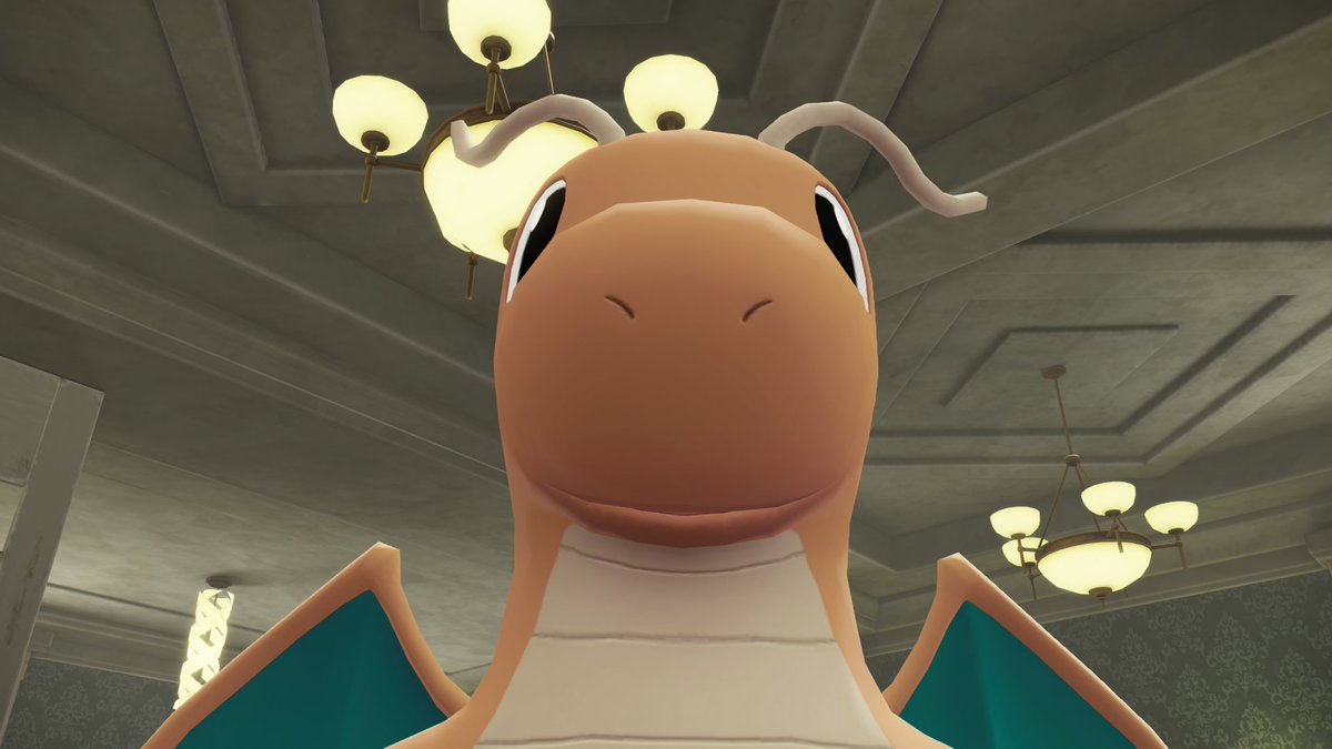 Trying to take cute pictures of my dragonite and he's always either cute or 🧍‍♂️ and theres no in between