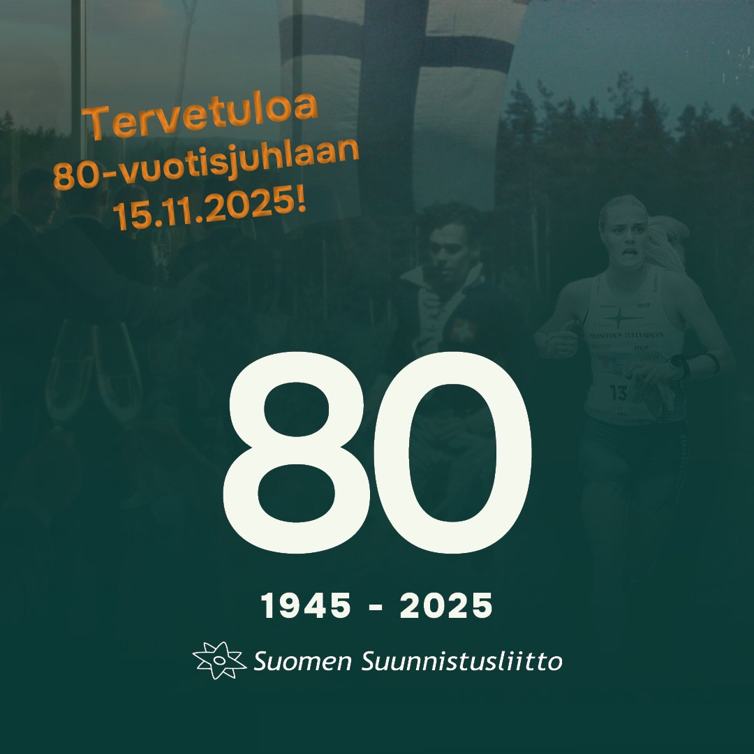 Vielä ehtii mukaan Suunnistusliiton 80-vuotisjuhlaan lauantaina 15.11.2025 Helsingissä. Illan tähtiartistina Hanna Kanasuo! Päivän aikana myös Seurojen kokous ja iltapäivän maastosprintti.

Lisätiedot ja ilmoittautuminen: suunnistusliitto.fi/2025/09/seuroj…

#suunnistus #Suunnistusliitto
