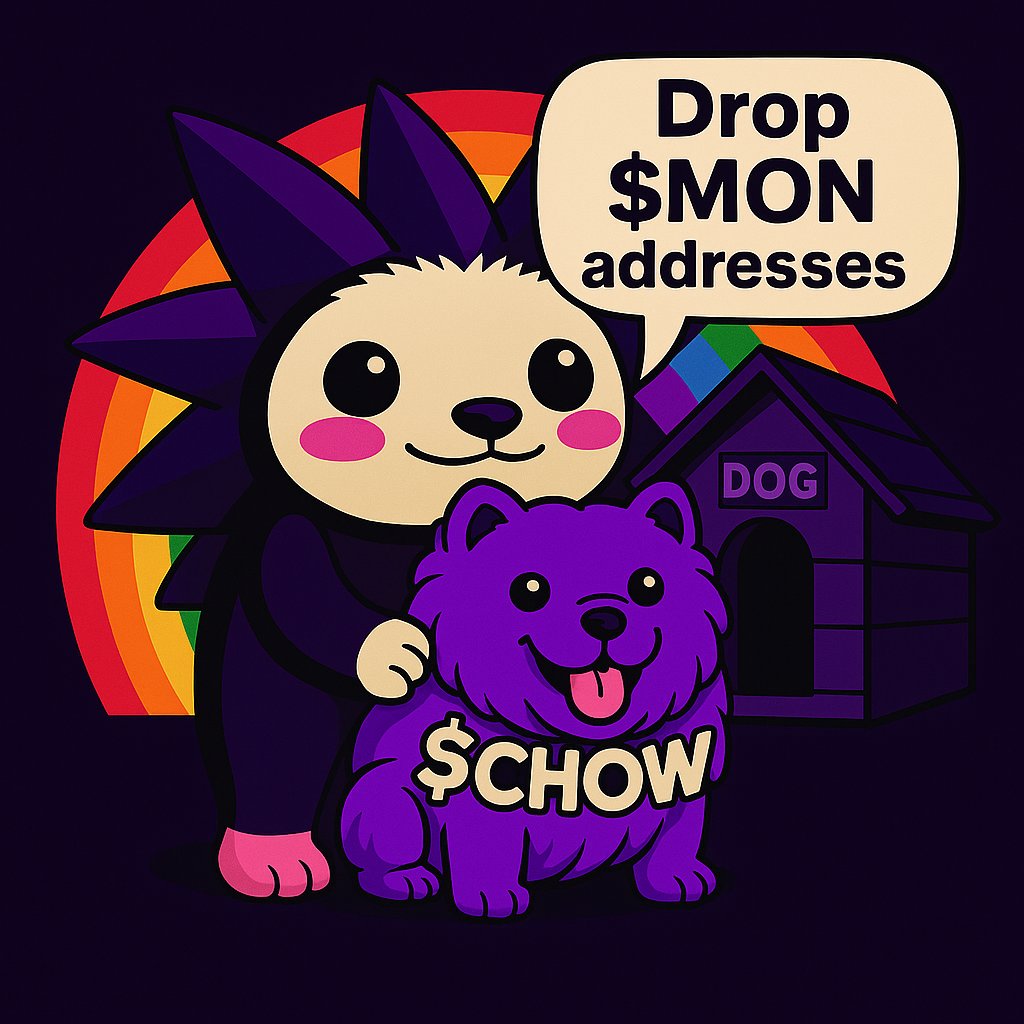 $MON Mainnet soon and Chow Coin 💜

Drop address/ RT/ Follow with notifications ON 🔔 and tag Nads

Wallet checker soon for Airdrop⏳