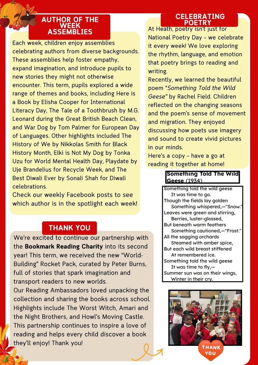 📚 Exciting reading news from Heath Primary! From our Reading Ambassadors to book clubs, poetry sessions, and our partnership with <a href="/BookmarkCharity/">Bookmark Reading Charity</a>, our <a href="/HPSDerbyshire/">Heath Primary</a> pupils are diving into new stories and ideas. Check out our latest Reading Newsletter! 💫
