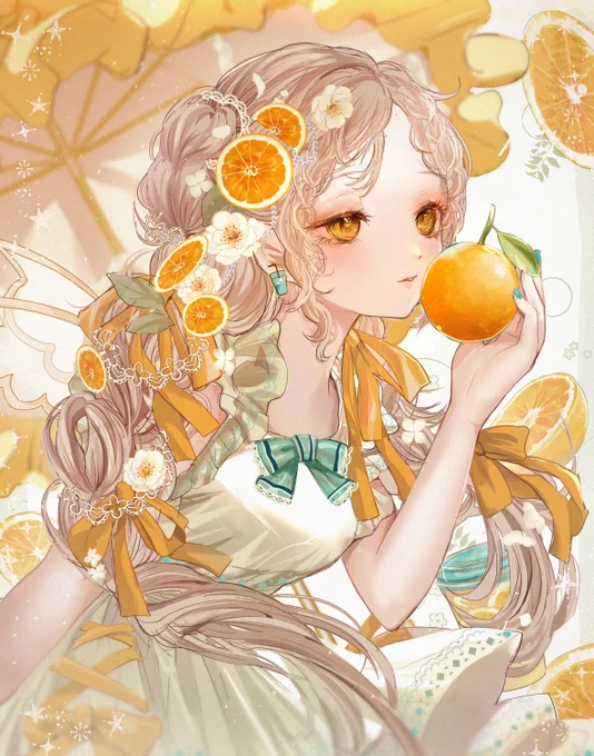#これを見た人はオレンジが入ってる画像を貼れ オレンジソーダの妖精コーデイラストです
