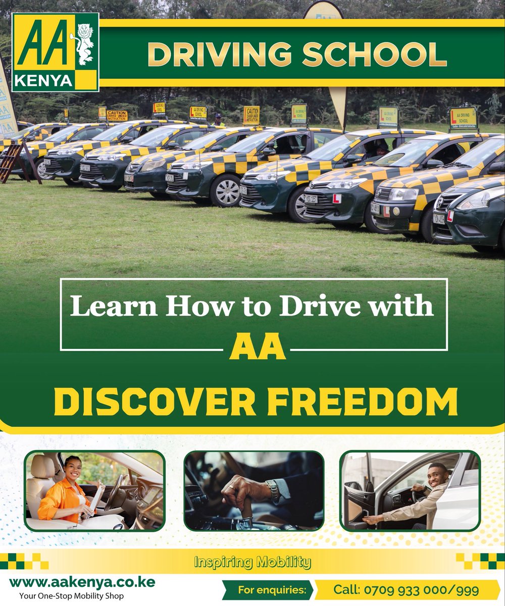 Freedom starts with the key in your hand. Train with AA Driving School and discover the independence that comes with every safe &amp; confident drive. Book your classes online: edereva.aakenya.co.ke/students/
#AAniYetu #DrivingSchool
