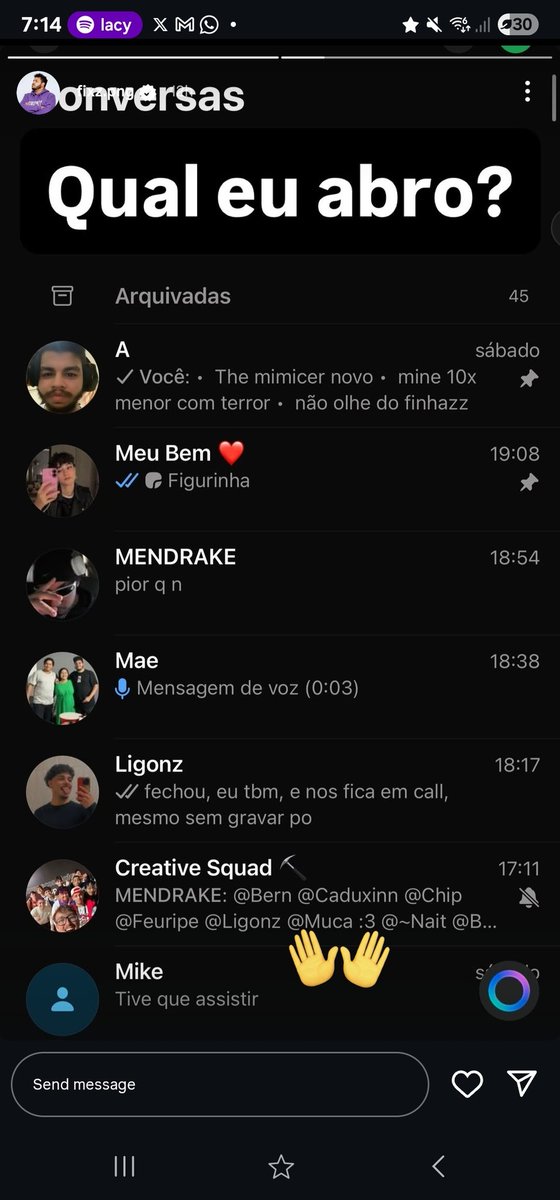 tenho uma teoria de que todo mundo da CS salvou o número do muca como "Muca :3" ou colocou ":3"