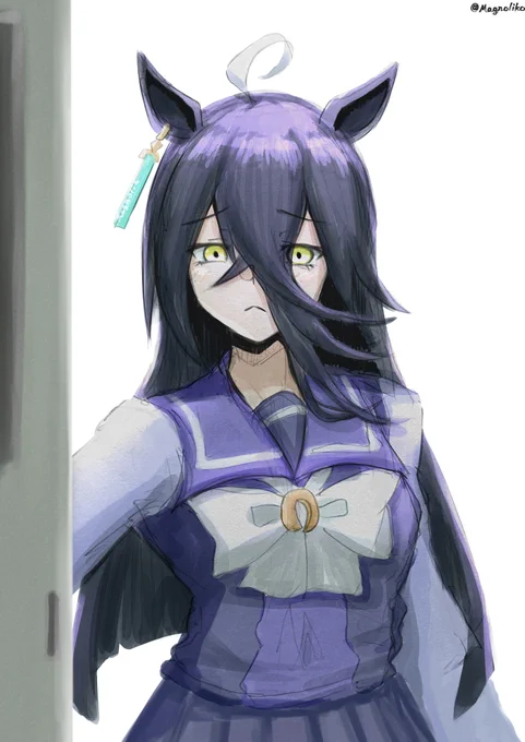 Manhattan Cafe 扉を開けたらタキオンが実験していた時の表情 #umamusume