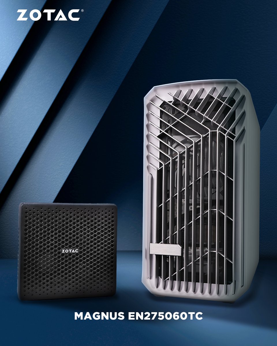 ZOTAC_UK's tweet image. Both of these PCs are powered by a desktop GeForce RTX 5060 Ti 16GB GPU.

Only one of them can fit under your monitor.

#ZOTAC #ZBOX #MAGNUS
