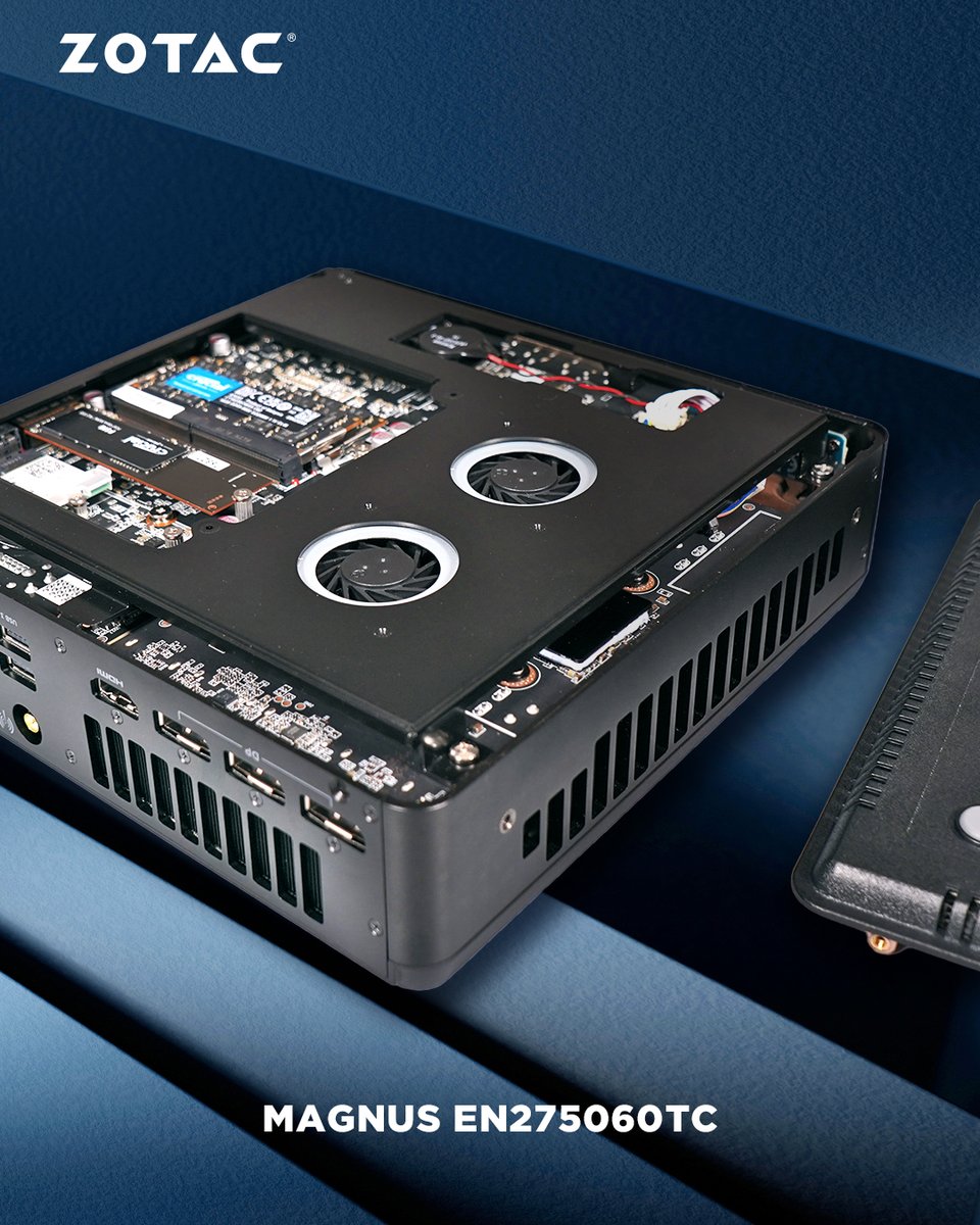 ZOTAC_UK's tweet image. Both of these PCs are powered by a desktop GeForce RTX 5060 Ti 16GB GPU.

Only one of them can fit under your monitor.

#ZOTAC #ZBOX #MAGNUS