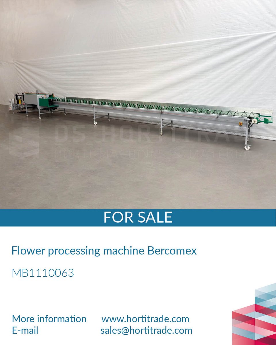 Today we have the following occasion in the spotlight: Flower processing machine Bercomex.
 
The flower processing machine brings innovation and efficiency to your workflow. Designed to handle, trim, and bunch flowers with care while saving time and effort in every step.