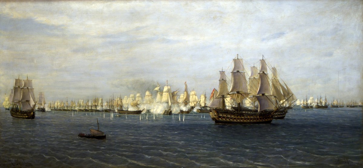 Museo_Naval's tweet photo. #TalDíaComoHoy de 1805 tuvo lugar la batalla de #Trafalgar.

A pesar de ser adversa a nuestras armas, algo quedó claro y fue la bravura de nuestros marinos. Héroes como Gravina al mando del navío Príncipe de Asturias, Churruca o Alcalá Galiano son algunos nombres de la contienda. https://t.co/J28zrNWYBP