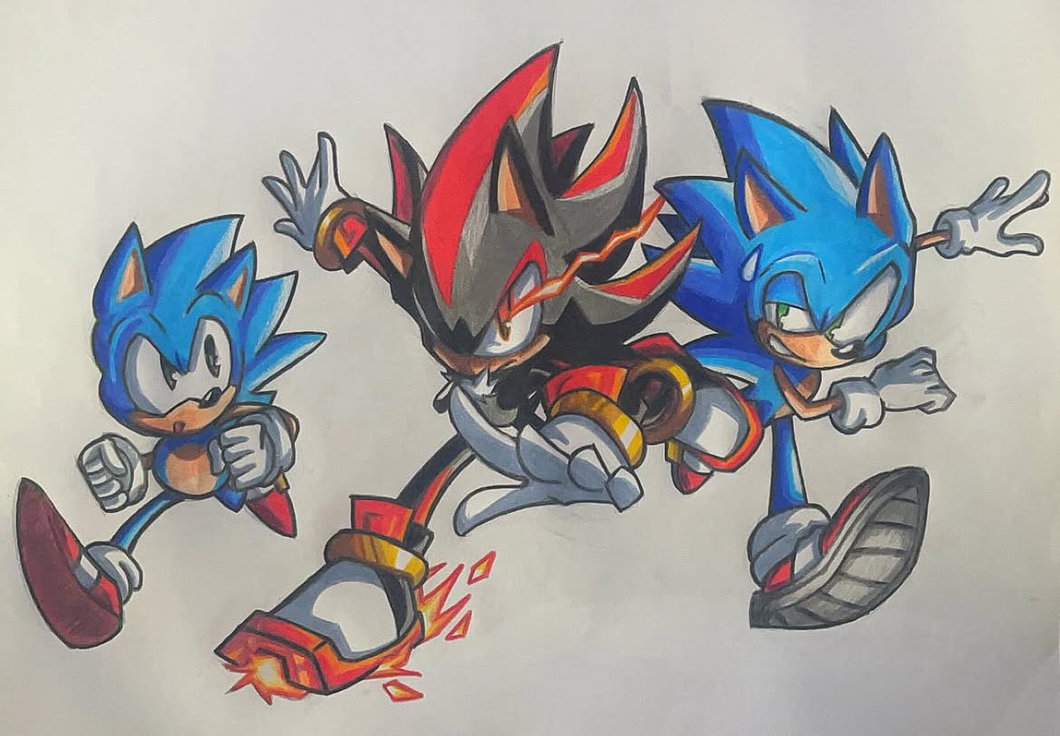 Shaniopolis's tweet image. kinda maybe fixed the boxart for sxsg??? 🦔💙🦔🩵🦔🖤
(no bg cuz theyre in white space obv :D) 
#sonic #SonicTheHedgehog #SONIC #sonicfanart #sonicart #sonicxshadow #shadowthehedegehog #art