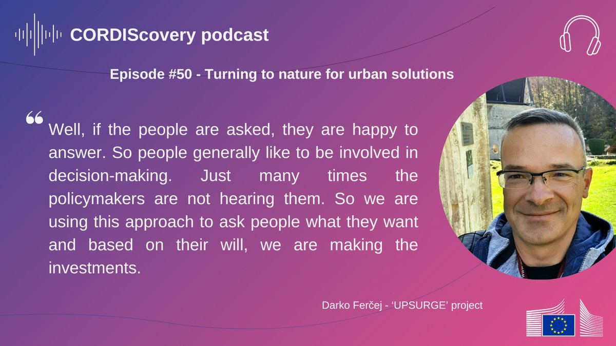 CORDIS_EU's tweet image. How can we make our cities places of environmental regeneration?

In the #CORDIScovery podcast, we discuss actual examples in EU cities:
✅ green roofs, walls &amp;amp; bus stops
✅ optimal trees &amp;amp; plants for drainage
✅ citizen&apos;s involvement in decision-making
⏯️ link.europa.eu/mN9Y8B