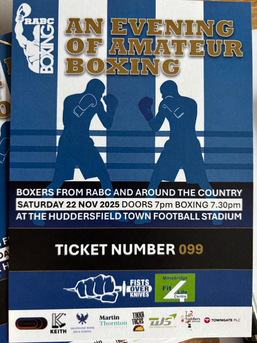 Thank you to our 3 latest sponsors for our up &amp; coming boxing event 22nd November at the Accu stadium, home to Huddersfield Town and the Huddersfield Giants. 🥊 ⚽️ 🏉