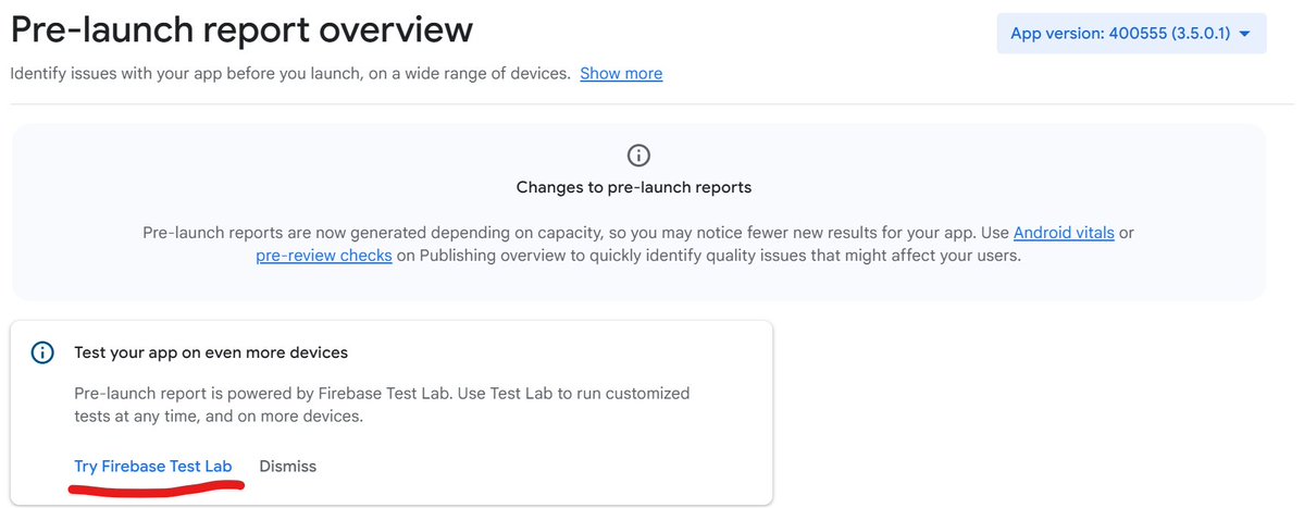 FedeStories's tweet image. In the video, I clearly show the use of @Firebase
to test the app that works perfectly. If @GooglePlayBiz & @GooglePlay don’t even trust its own tools, why provide or suggest them? Without new Pre-launch reports, how are developers supposed to test properly? #AskPlaySupport