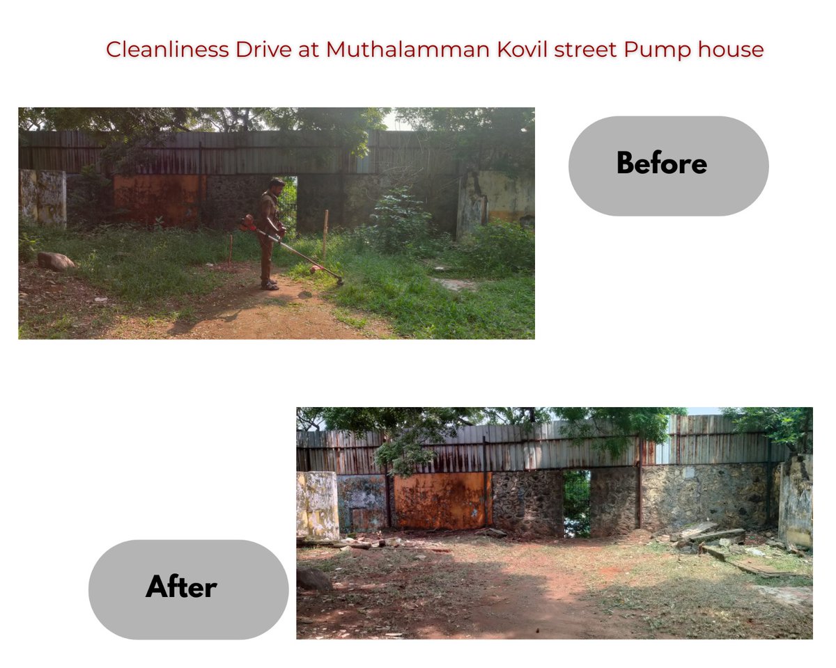 On 18-10-2025, A Cleanliness Drive at Muthalamman Kovil street Pumphouse was done by Sanitation Staff in observance of SHS 2025.
<a href="/RakshaSampada/">DGDE</a>

<a href="/pddesc/">pddesc</a>

#SHS2025 #SwachhataHiSeva2025 #SwachhBharatt #swachhbharatmission #Swachhotsav