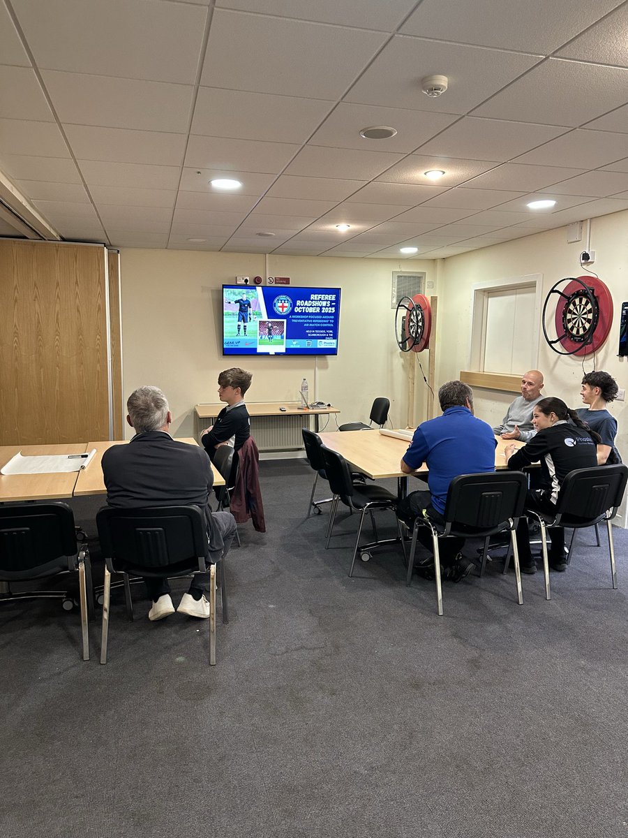 NRCFAREFDEV's tweet image. DEVELOPMENT | October has seen our @NorthRidingFA Referee Roadshows take place across the County in Middlesbrough, York, Scarborough &amp;amp; Catterick! It has been great to listen to the referees views &amp;amp; discussion with the key focus of each session being on ‘preventative refereeing’🙌