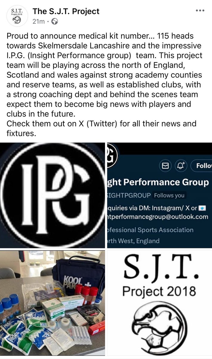 A massive thank you to <a href="/sjtprojectuk/">S.J.T.project</a>   for supplying all the medical gear! 🙌 Be sure to give them a follow for all your sports medical needs 🏥⚽🏃‍♂️