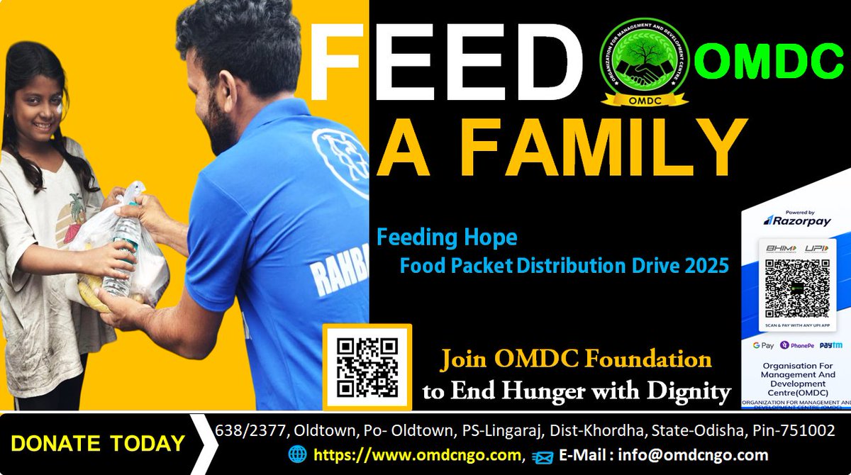 FoundationOmdc's tweet image. Every day, countless families struggle to find their next meal.
A mother sleeps hungry so her child can eat…
This is the reality for many around us — silent, painful, and unseen.

With the blessings of god and the support of donner,
OMDC has launched the Food Packet Distribution