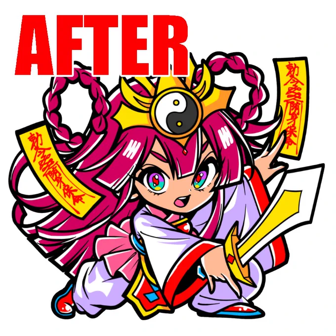 左も捨てがたい気もするけど右のほうがキャラクター性がバシッとしてる気がする