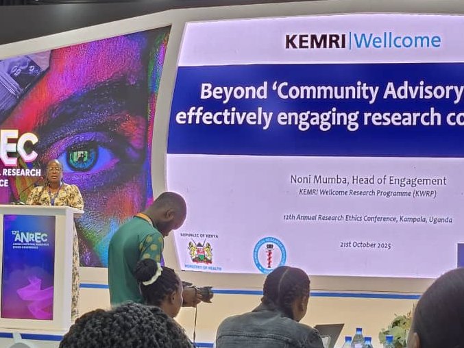 The_VAnguard22's tweet photo. Our team attending the 12th Annual National Research Ethics Conference 2025 organized by @UNCST_Uganda : “Communities as Partners: Strengthening Community Engagement in Research.” Sharing our experience from working closely with communities in Kenya and Uganda. @NIHRglobal https://t.co/RDGGoqaogb