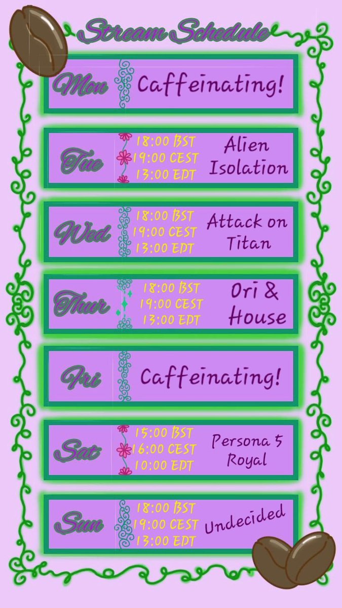 Schedule for 20/10 - 26/10

Hope everyone stays safe and has a good timezone ^.^🍀

Theimagetotallyloadedproperlythefirsttimeyup 😂