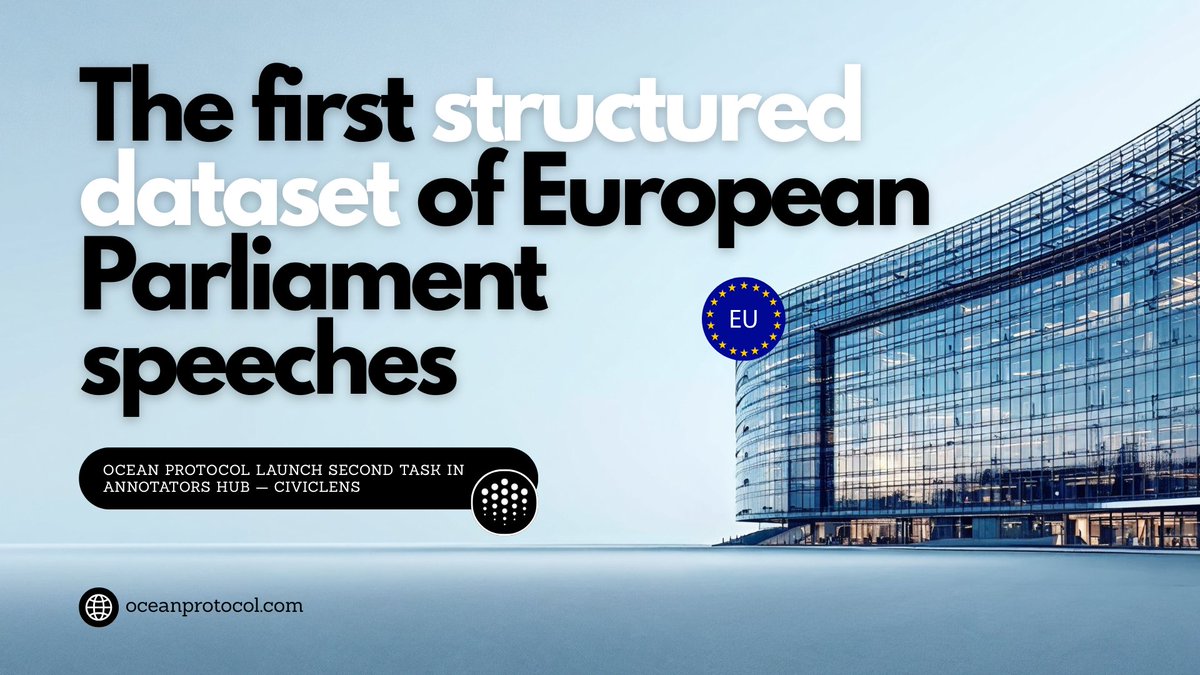 Haezl_Crypto's tweet image. We have a new task from @oceanprotocol and a new opportunity to earn some nice prizes🧐
CivicLens: The first structured dataset of European Parliament speeches!
This is a challenge to create a research-grade dataset from real EU plenary speeches through annotations.…
