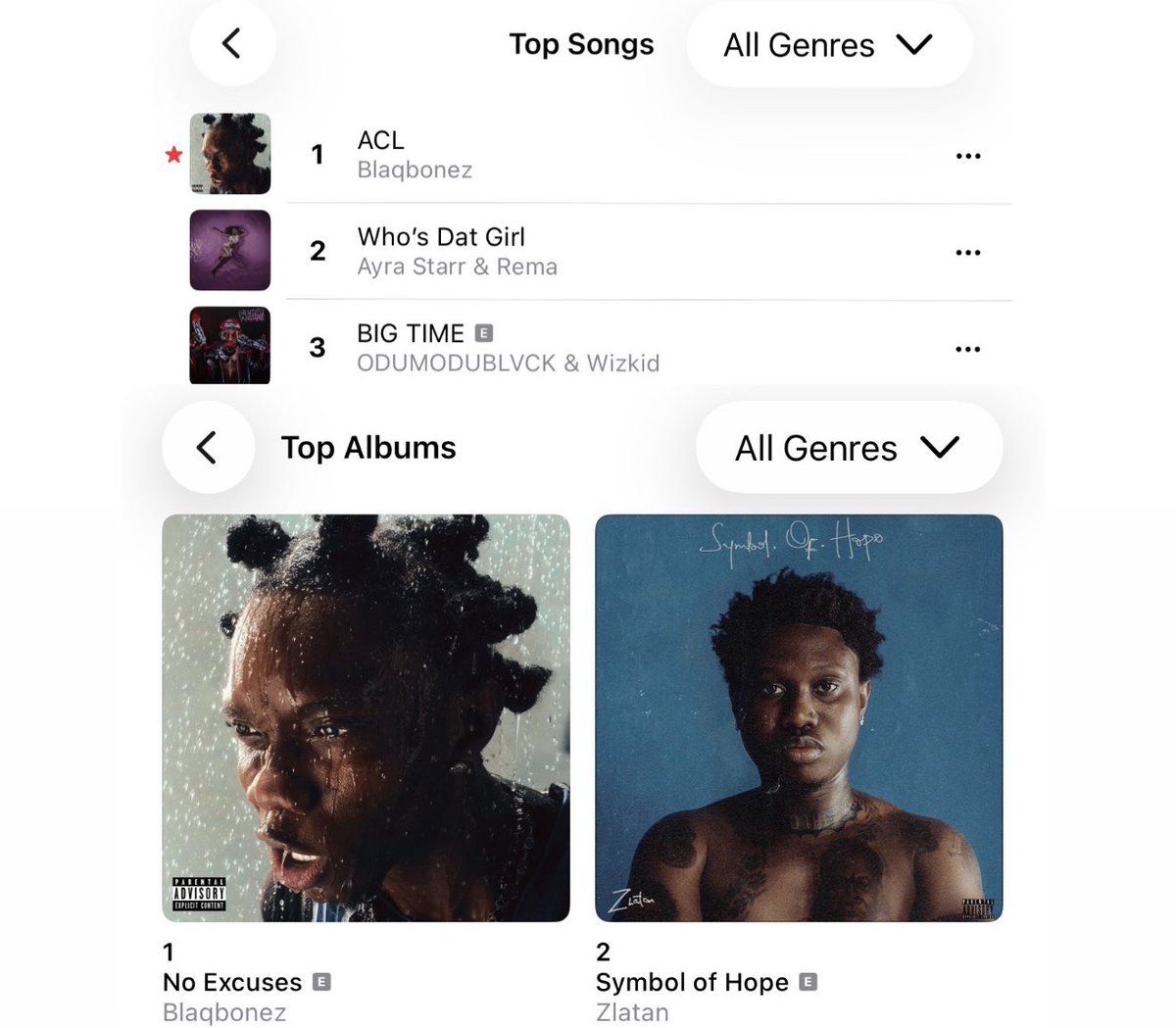 1BENNY7G's tweet photo. BLAQBONEZ NOW HAS THE #1 SONG AND THE #1 ALBUM IN NIGERIA! RAP IS ALIVE! 🏆 https://t.co/23mYVm6lOy