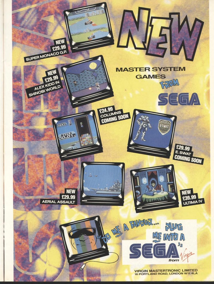 35 years ago, with the Mega Drive now launched, distributor Virgin-Mastertronic had two lines of business. Their 16-bit console was their most exciting offering, but they still had plenty of tricks up their sleeves for the SMS. This is its new game lineup approaching Xmas 1990.