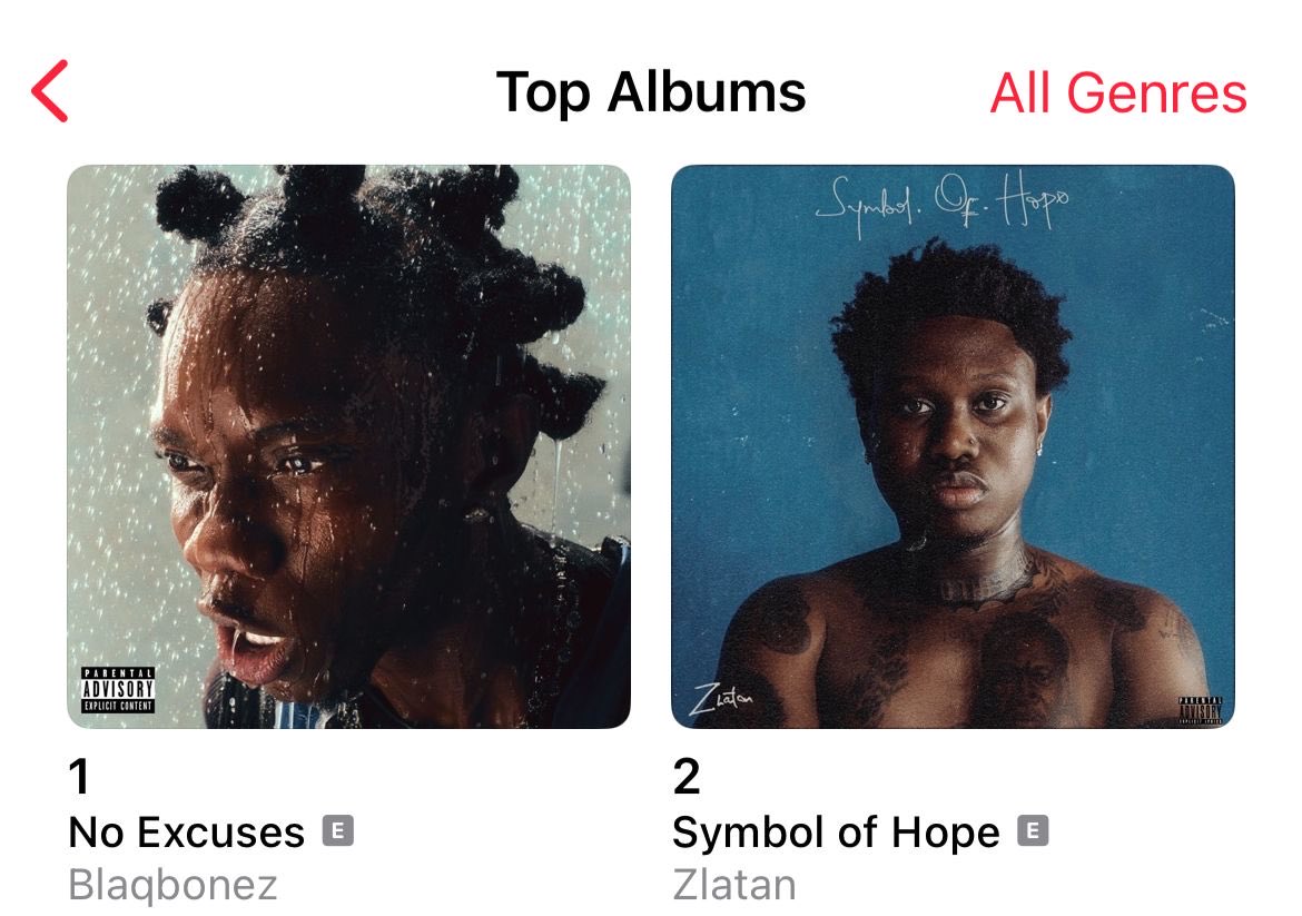 Blaqbonez now has the #1 song &amp; #1 album in Nigeria with ACL &amp; NO EXCUSES 
EMEKA IS HIM 🐐
