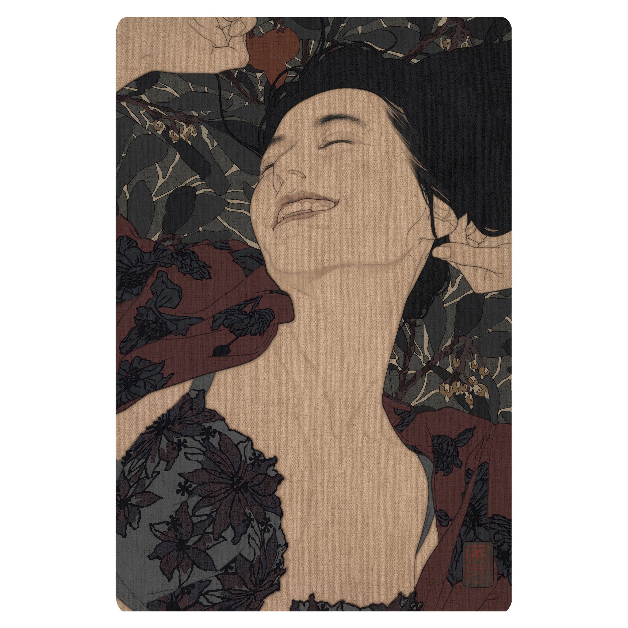 2156 池永康晟 人物画 印刷 直筆サイン 2156 池永康晟 人物画 印刷 直筆サイン