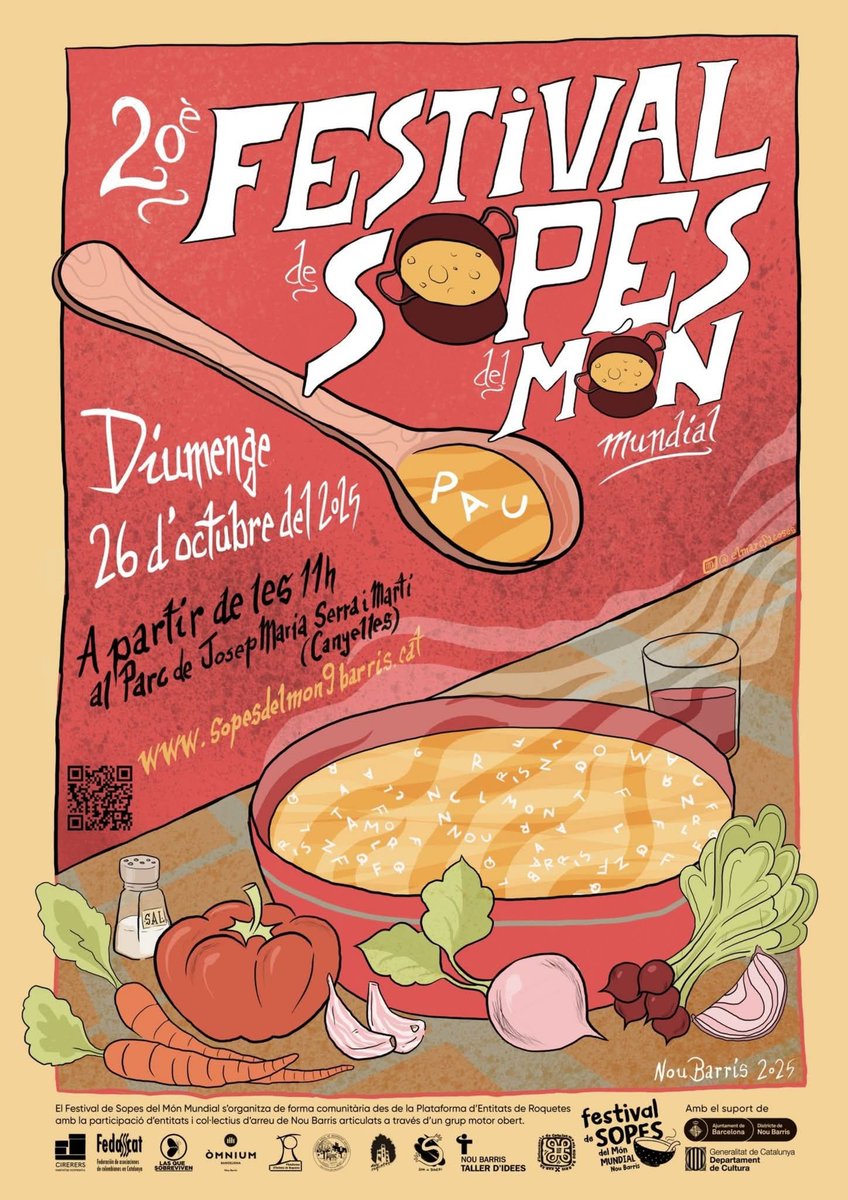 Diumenge <a href="/omnium/">Òmnium Cultural</a> #noubarris estarem, com és habitual, al 20è festival de sopes del mon a #Canyelles
Amb l'escudella catalana