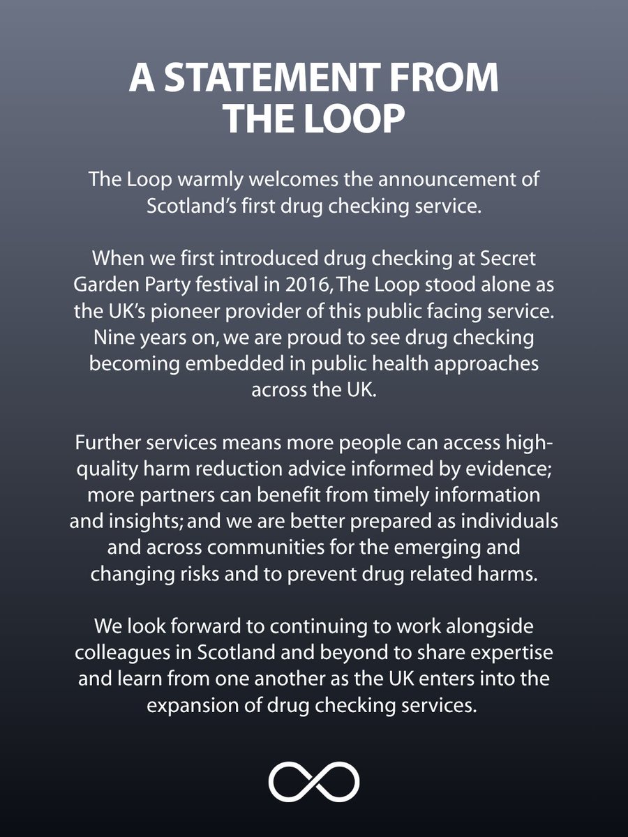 A statement from The Loop on the recently announced drug checking service in Scotland.

Find out more about The Loop's research and evidence base: wearetheloop.org/publications