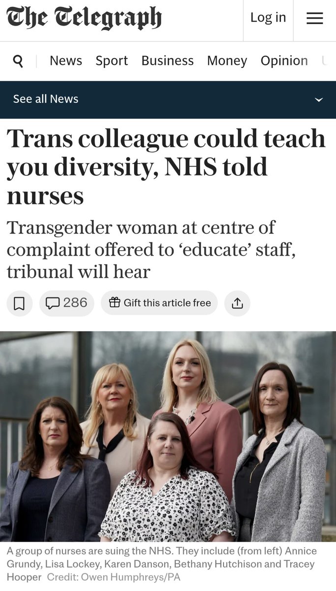 WomenReadWomen's tweet photo. "NHS bosses told nurses they would be trained in inclusivity by the same transgender woman [man] they complained about using their changing room"

"Rose Henderson," a man, wore "revealing boxer shorts" and repeatedly asked Karen Danson, a survivor of sexual abuse, if she was going to get changed.

Eight nurses accuse County Durham and Darlington NHS Foundation Trust of enabling sexual harassment, discrimination and victimisation as part of the tribunal.

Instead of addressing the issue, senior HR staff said they needed to be more inclusive and be educated. Henderson even offered to "educate" the nurses personally.