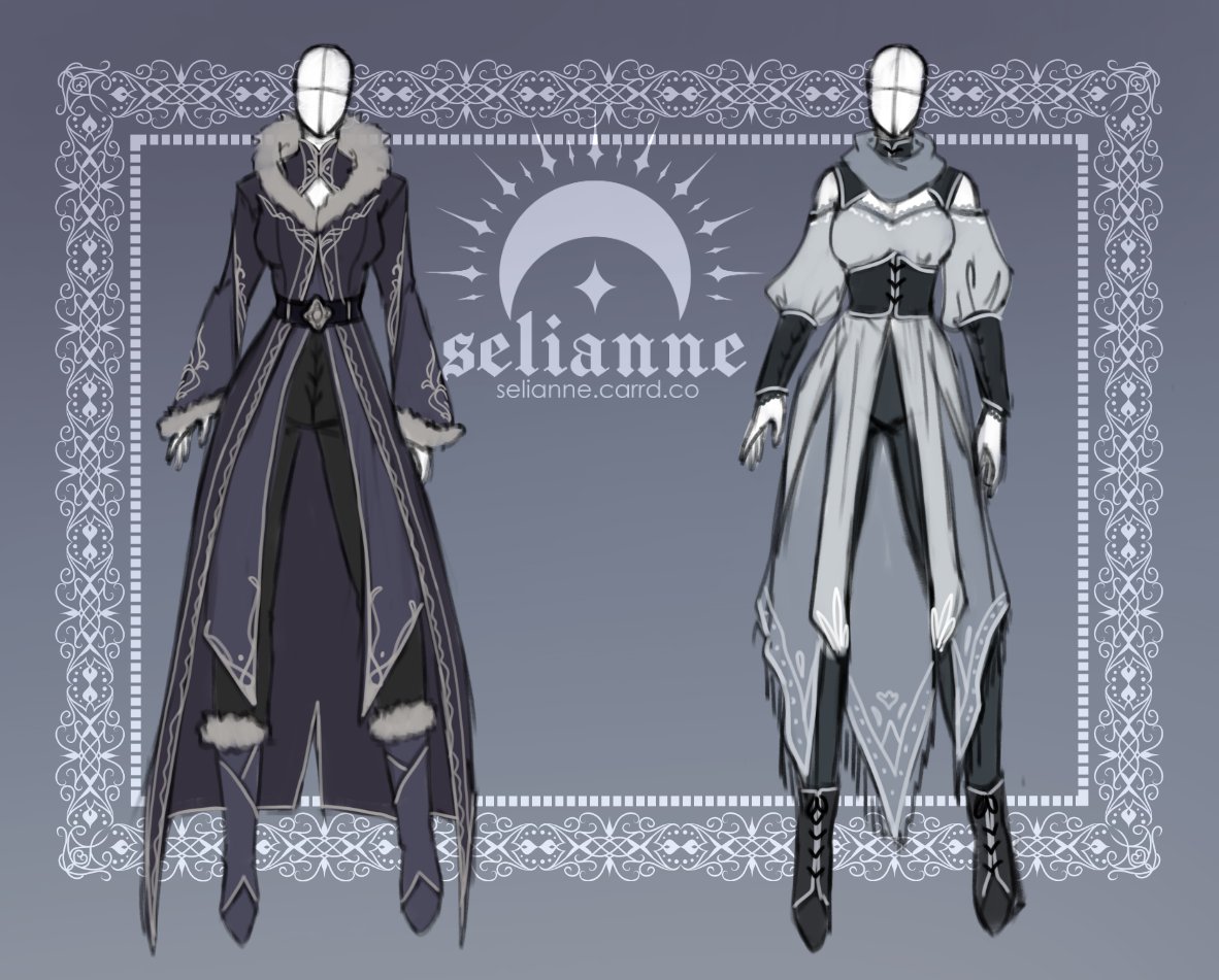 ✨Ych + outfit design adoptable✨
Repost are appreciated

SP1 – 75$ 
the fullsized file of the outfit 

SP2 – 100$ 
file + your character drawn (sketch + flat colors)

SP3 – 150$ 
file + your character drawn (lineart + soft shading)