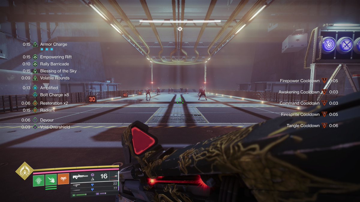 LlamaOnD2's tweet image. Would love to see @Destiny2Team expanding the Buffs/Debuffs list. I am perfectly okay having information overload.

We&apos;ve also started to see the right side used for some activity modifiers too. Would love to customize it so I can put ALL of my cooldowns over there.