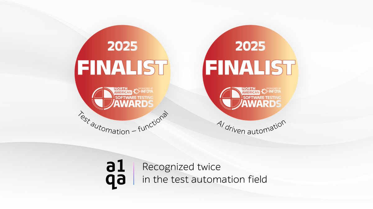 A1QA_testing's tweet image. a1qa is a finalist at the North American Software Testing Awards 2025!
We are very thankful to all our clients for their trust, our team for their hard work and judges for their recognition! Winners announced 12 Nov.