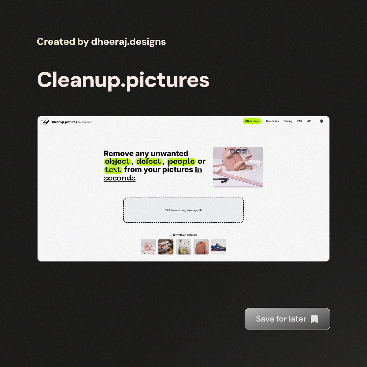 DHEERAJVADE's tweet image. cleanup.pictures Instant photo cleanup, no Photoshop needed