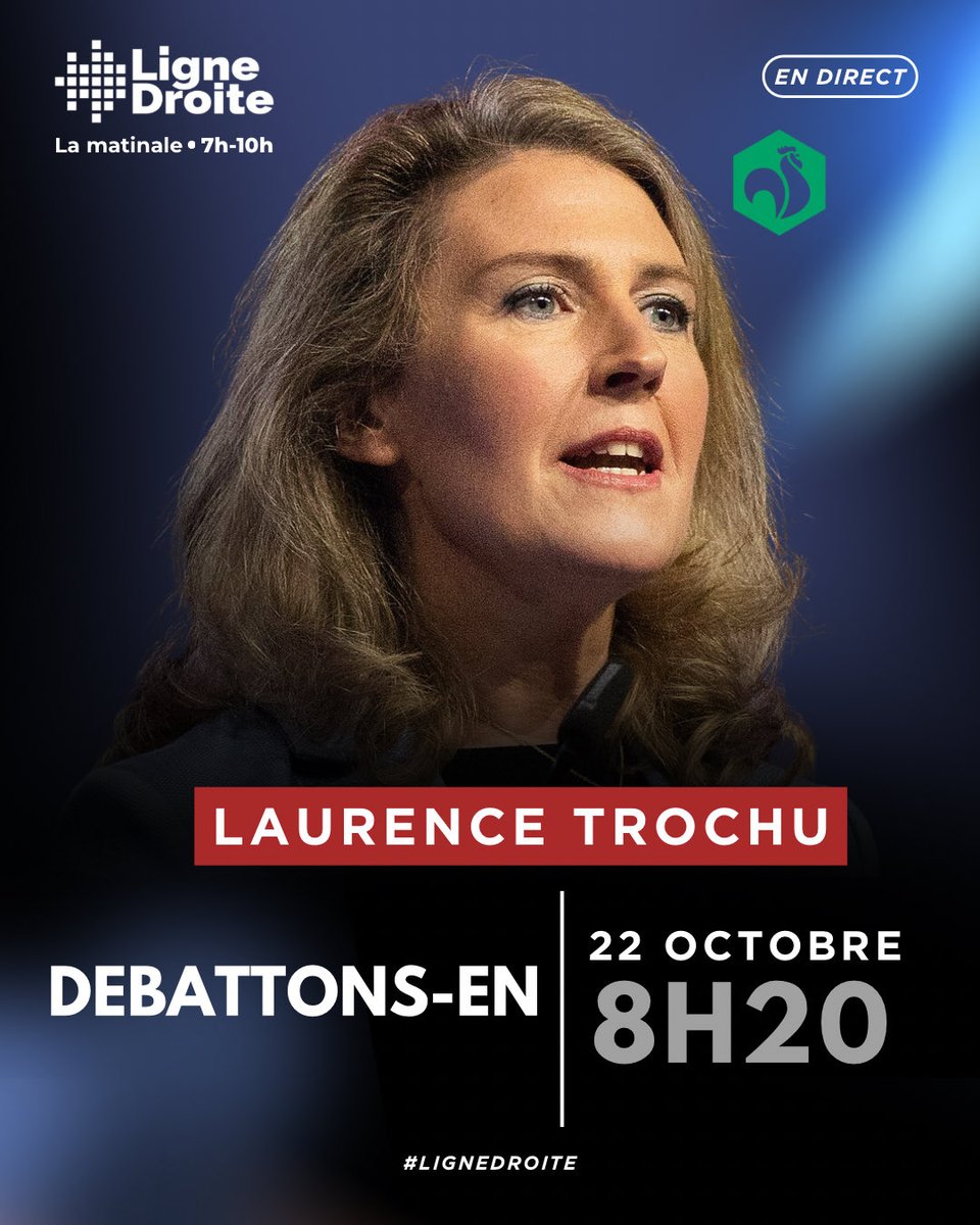 🔴 [INVITÉE] Nous recevrons demain <a href="/LaurenceTrochu/">Laurence Trochu</a> dans Débattons-en pour parler de l’honteuse propagande pro-avortement au Parlement européen, et de la menace que cela représente pour nos sociétés.

Rendez-vous à 8h20, sur #LigneDroite !