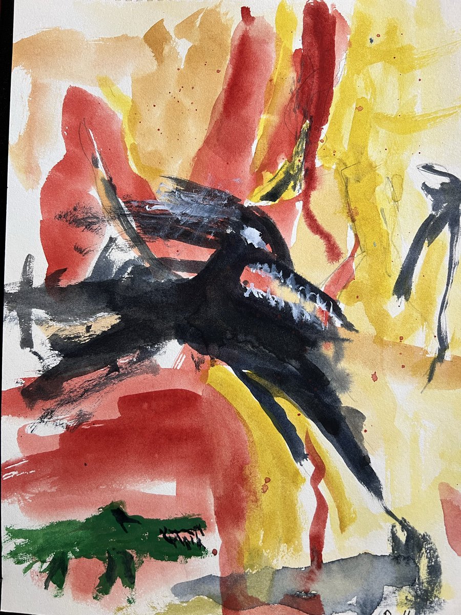 DanielDollase's tweet image. The black bird with crocodile 🐊 Painted with watercolors..
#art #artwork #expressionism #watercolor